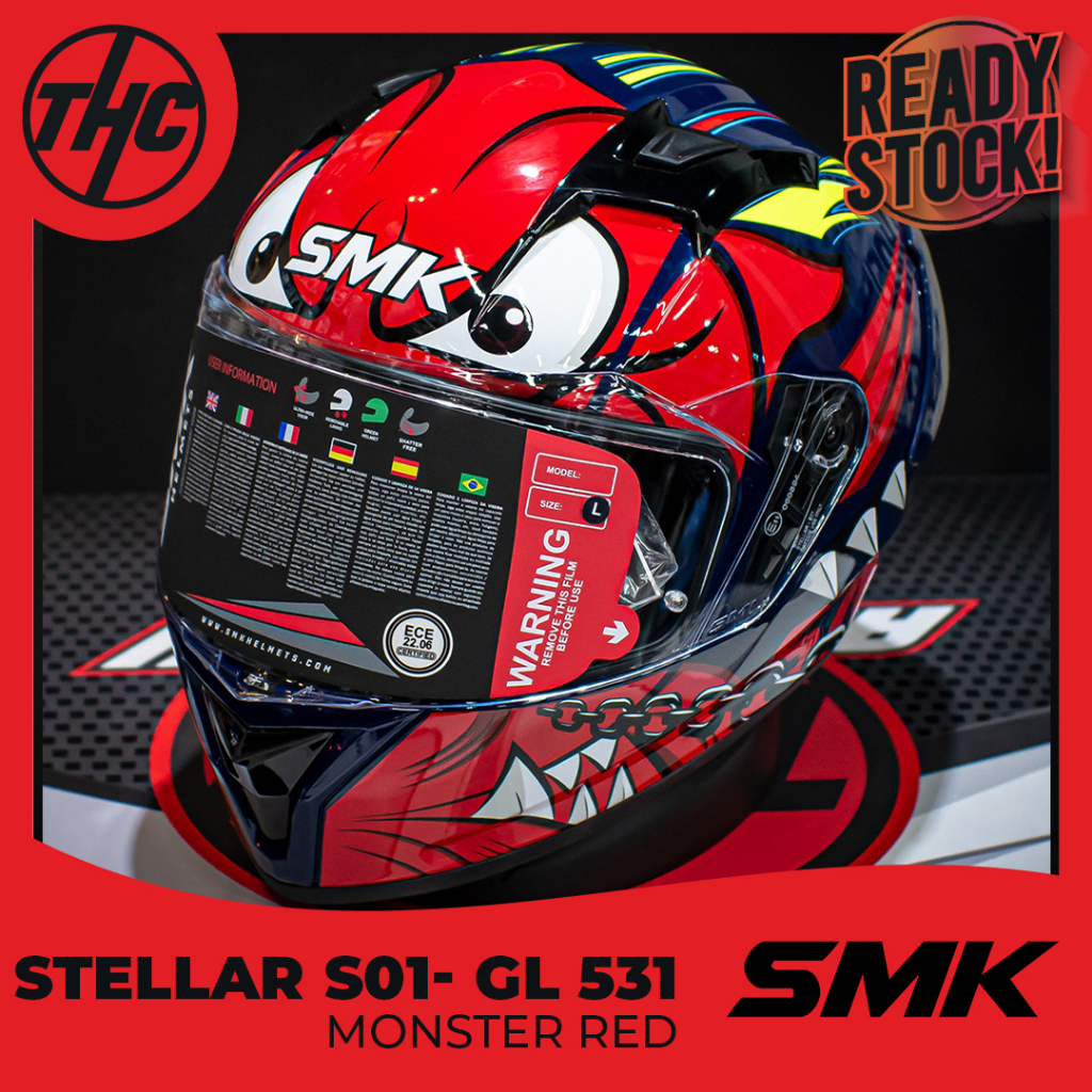 Jual HELM SMK STELLAR S01 GL531 MONSTER RED FULL FACE HELMET Shopee