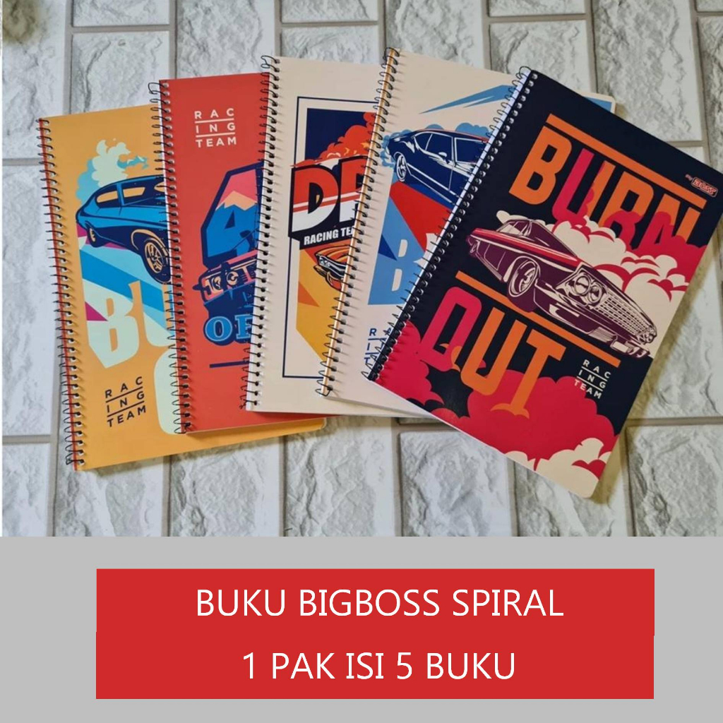 Jual BIG BOSS Buku Tulis Ukuran Campus Spiral 50 Lembar Motif Mobil 1