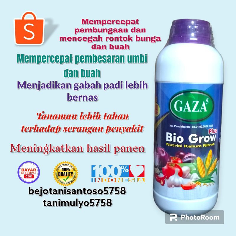 Jual GAZA BIO GROW PLUS 1 Liter Nutrisi KNO3 Cair Pembesar Buah Dan