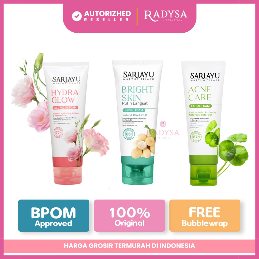 Jual 𝐑𝐀𝐃𝐘𝐒𝐀 Sari Ayu Hydra Glow Gel Facial Foam l SariAyu Acne