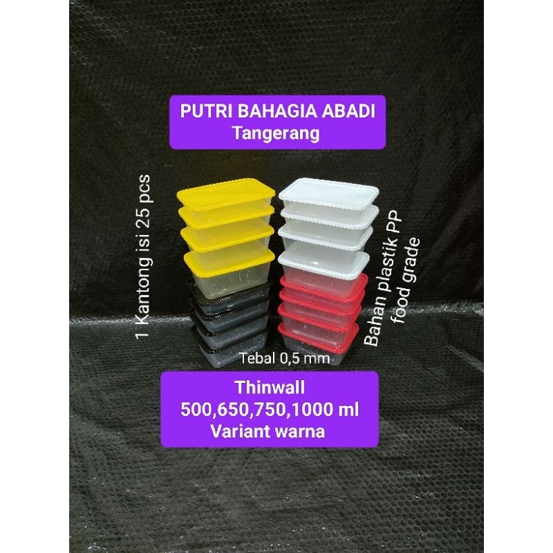 Jual Thinwall Persegi Panjang 500 Ml 650 Ml 1000 Ml Warna Box Take