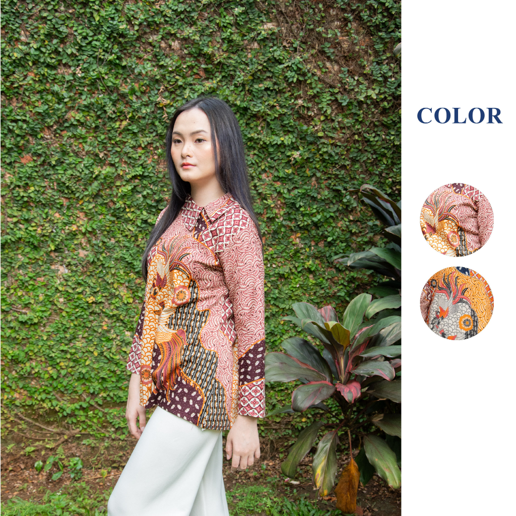 Jual Batik Benang Ratu Atasan Batik Wanita Dobby Motif Merak Ekor