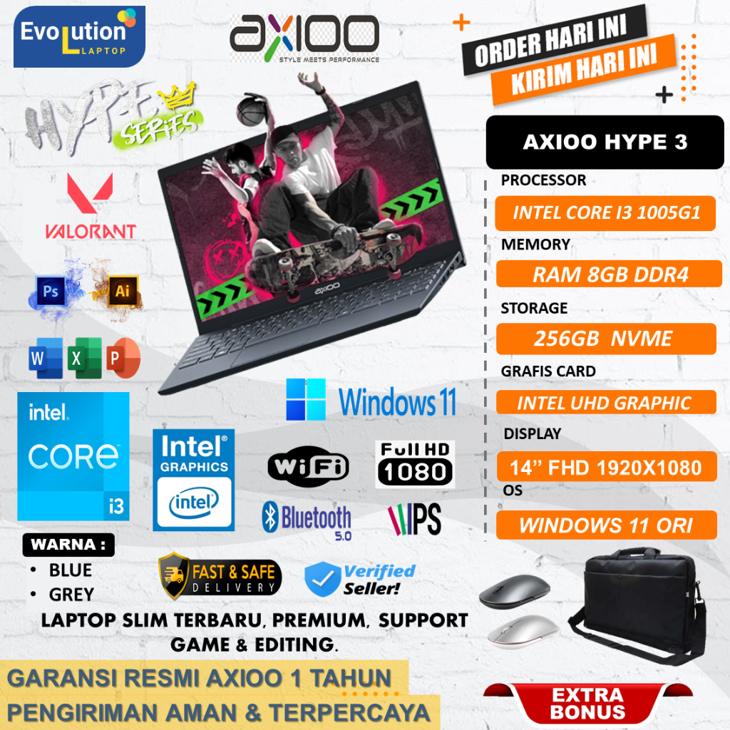 Jual LAPTOP GAMING AXIOO MYBOOK HYPE 3 INTEL I3 1005G1 8GB 512GB 14 0