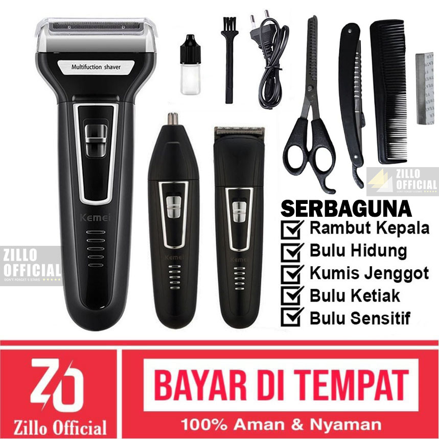 Jual ZILLO Mesin Cukur 3in1 Multifungsi KEMEI Trimmer Shaver Cas