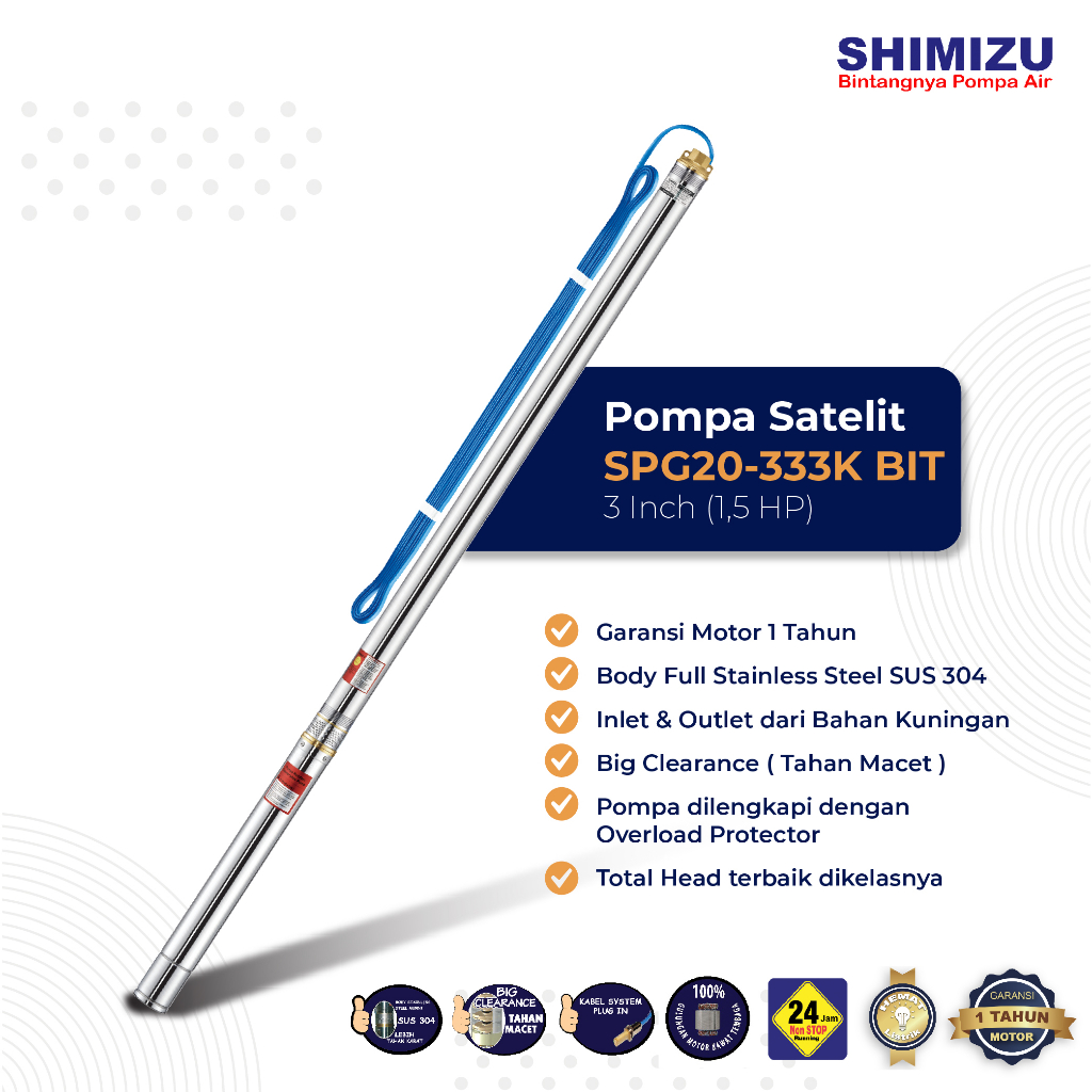 Jual Mesin Pompa Celup Satelit SHIMIZU SPG20 333K BIT Kabel Submersible