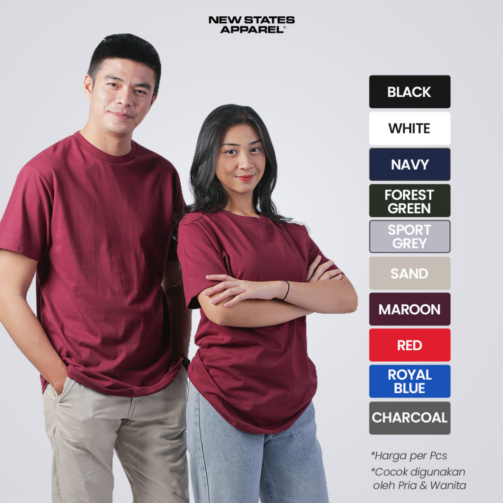 Jual NEW STATES APPAREL Kaos Polos Pria Dan Wanita Lengan Pendek Softee