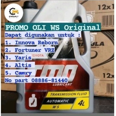 Jual Oli Matic ATF WS Innova Reborn Fortuner VRZ Yaris Altis Camry