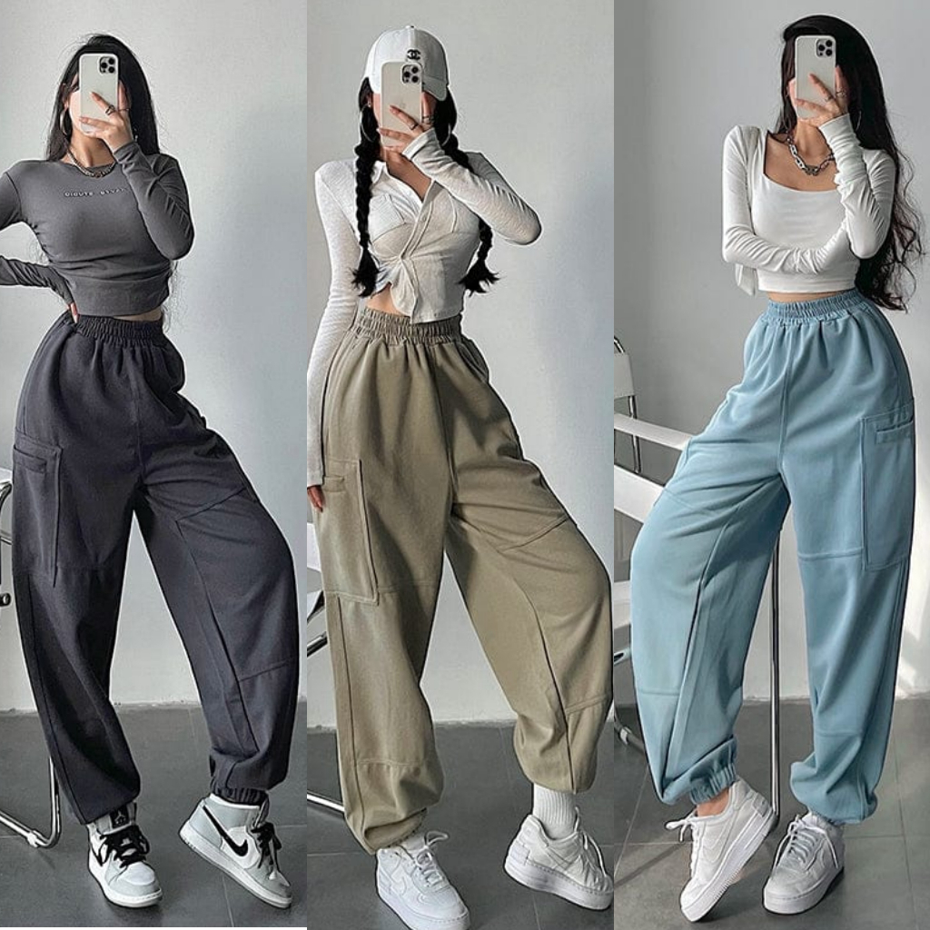 Jual CELANA JOGGER JENNY SWEATPANT CELANA PANJANG WANITA SERUT Shopee