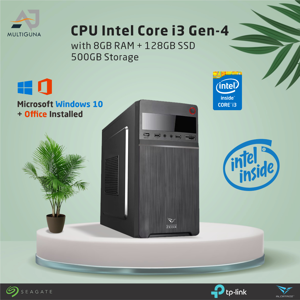 Jual CPU PC Komputer Intel Core I3 Gen 4 RAM 8GB SSD Rakitan Office