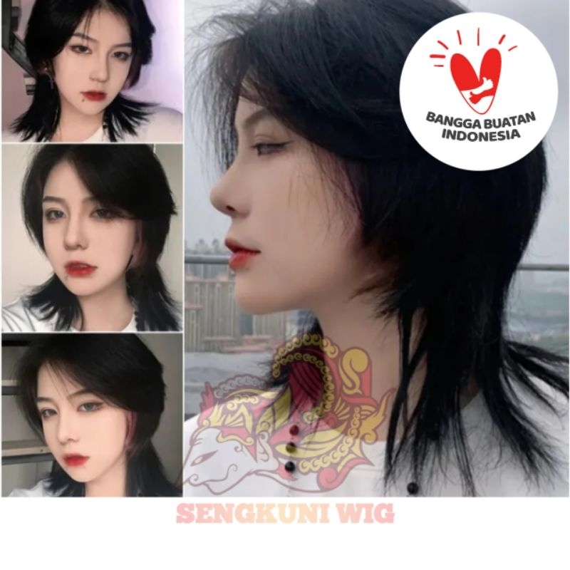 Jual Wig Pria Dan Wanita Model Mullet Panjang Rambut Palsu Cowok Cewek