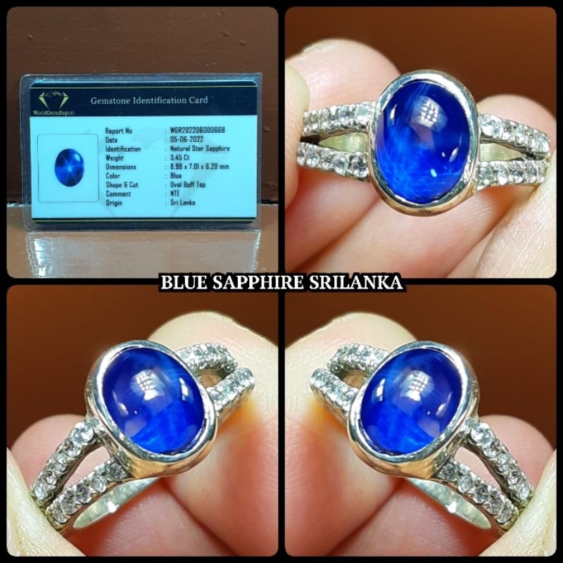 Jual NATURAL BLUE SAPPHIRE STAR SRILANKA RING PERAK Shopee