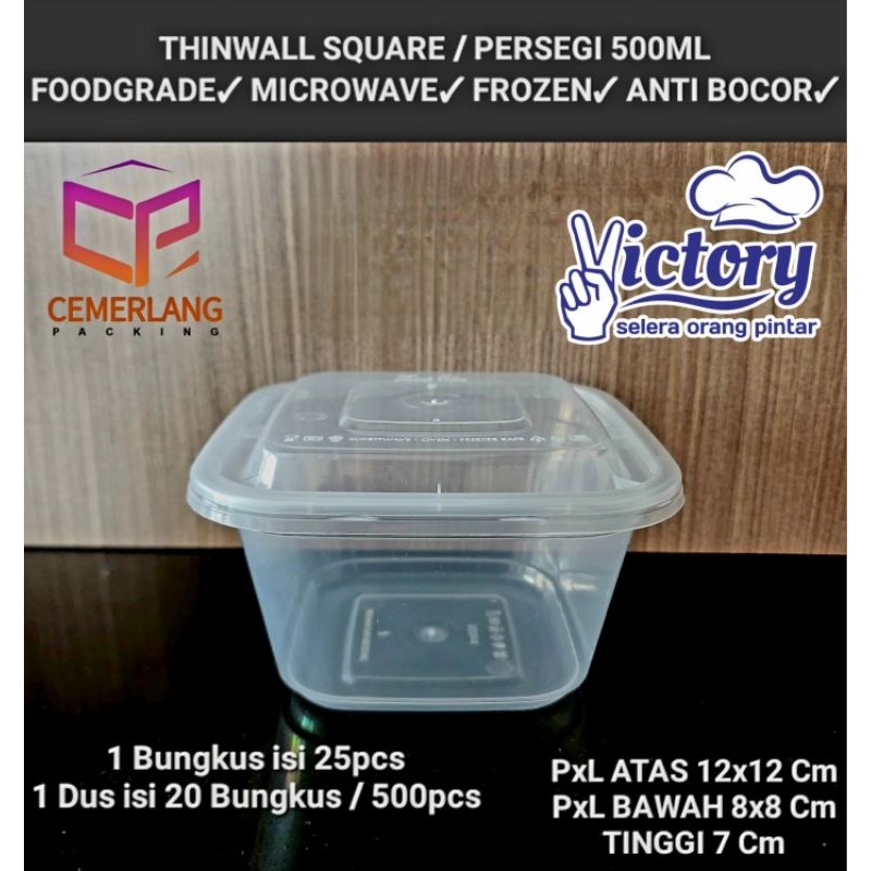 Jual Thinwall Square Persegi Ml Kotak Makan Plastik Lunch Box Nasi