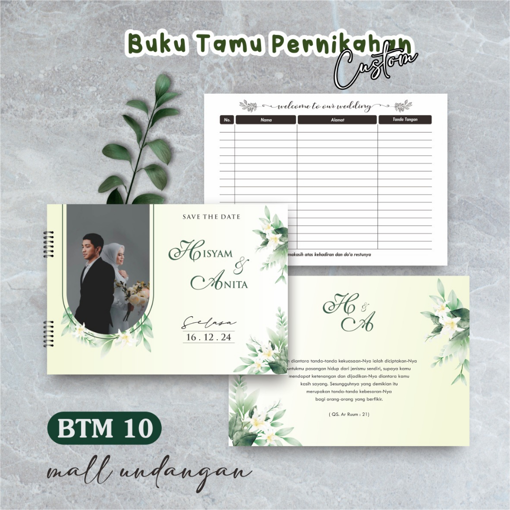 Jual BUKU TAMU CUSTOM BUKU TAMU PERNIKAHAN CUSTOM ELEGANT WEDDING