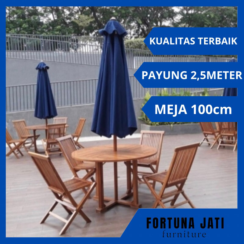 Jual Set Meja Payung Cafe Outdoor Jati Tenda Payung Taman Resto Villa