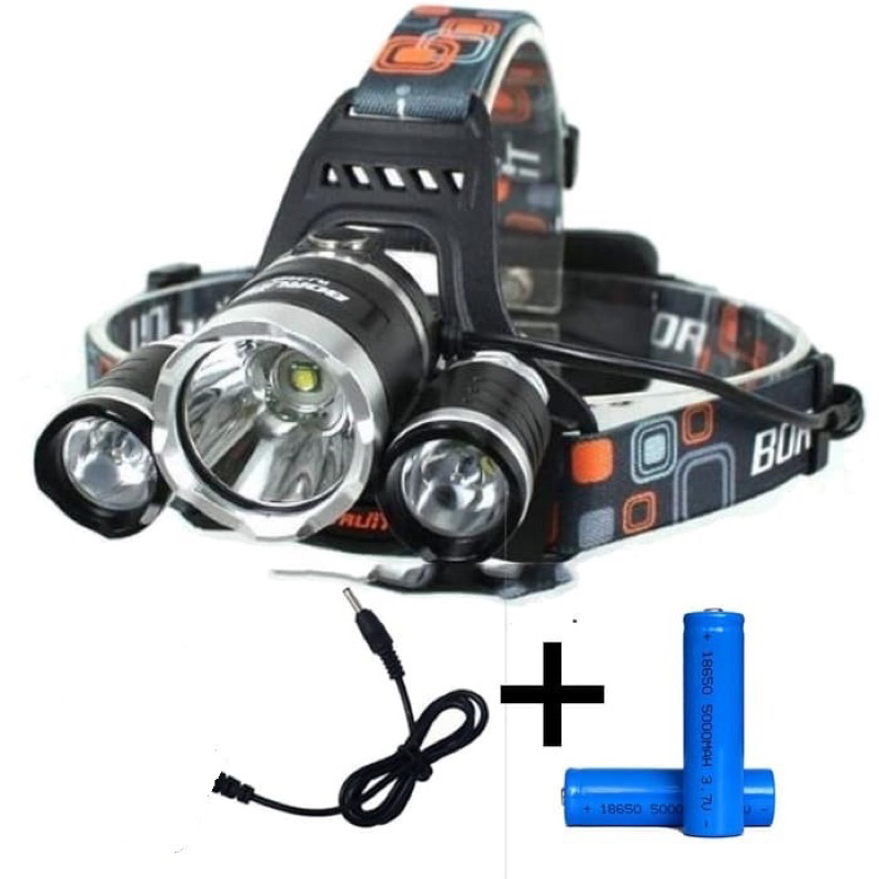 Jual Senter Kepala Headlamp 3LED Cree XM L 3T6 Senter Kepala 3lampu