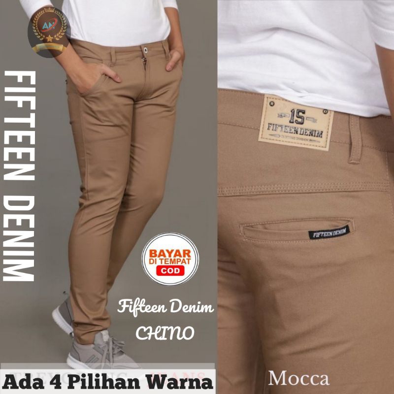 Jual FIFTEEN DENIM Celana Pria Panjang Chino Pants Katun Slimfit