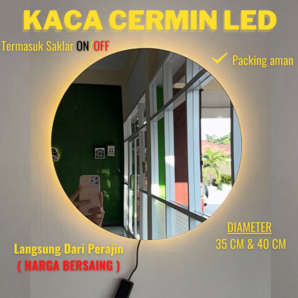 Jual Cermin Bulat LED Strip Diameter 35 40cm Esthetic Cermin Dinding