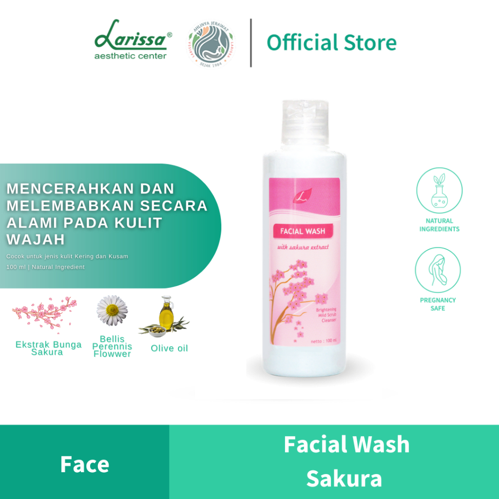 Jual Larissa Facial Wash Sakura Brightening Series Sabun Cuci Muka