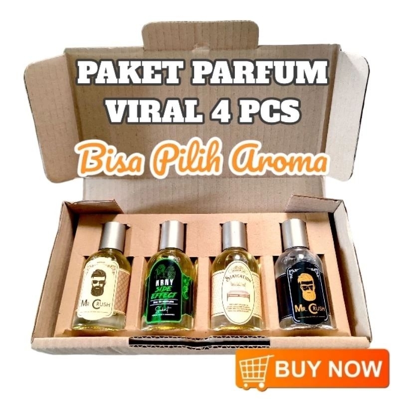 Jual BELI 1 DAPAT 4 BEBAS PILIH AROMA PARFUM VIRAL TAHAN LAMA