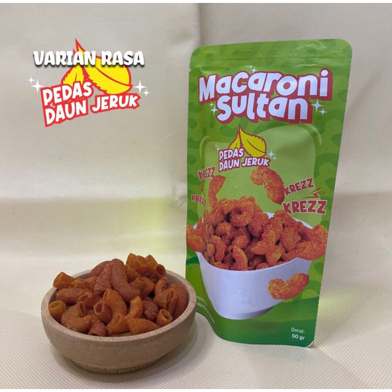 Jual Kletikan Huhhah Cemilan Viral Macaroni Sultan Pedas Daun Jeruk