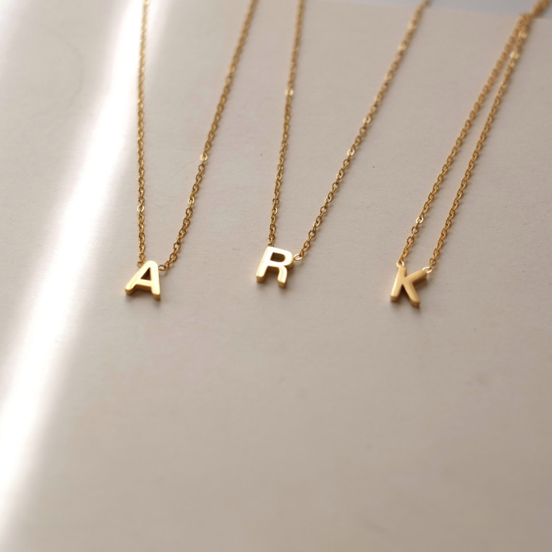 Jual Ark Co BASIC INITIAL NECKLACE Titanium Gold Silver Kalung