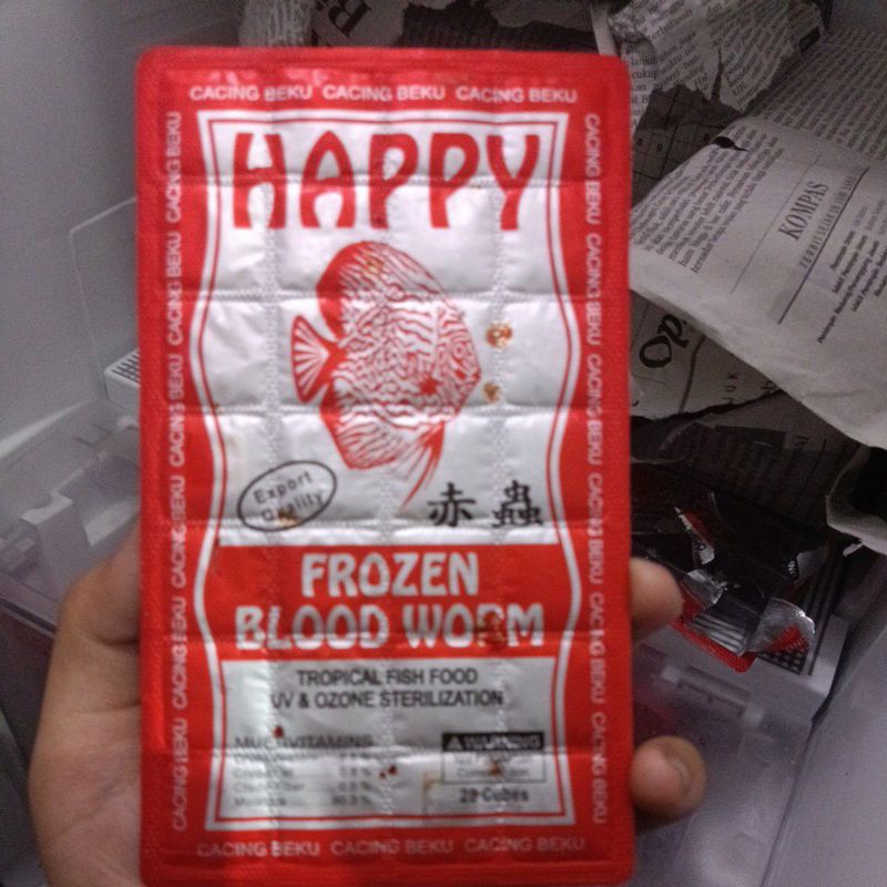 Jual INSTANT KURIR Cacing Beku Kapsul HAPPY 100gr Bloodworm Frozen