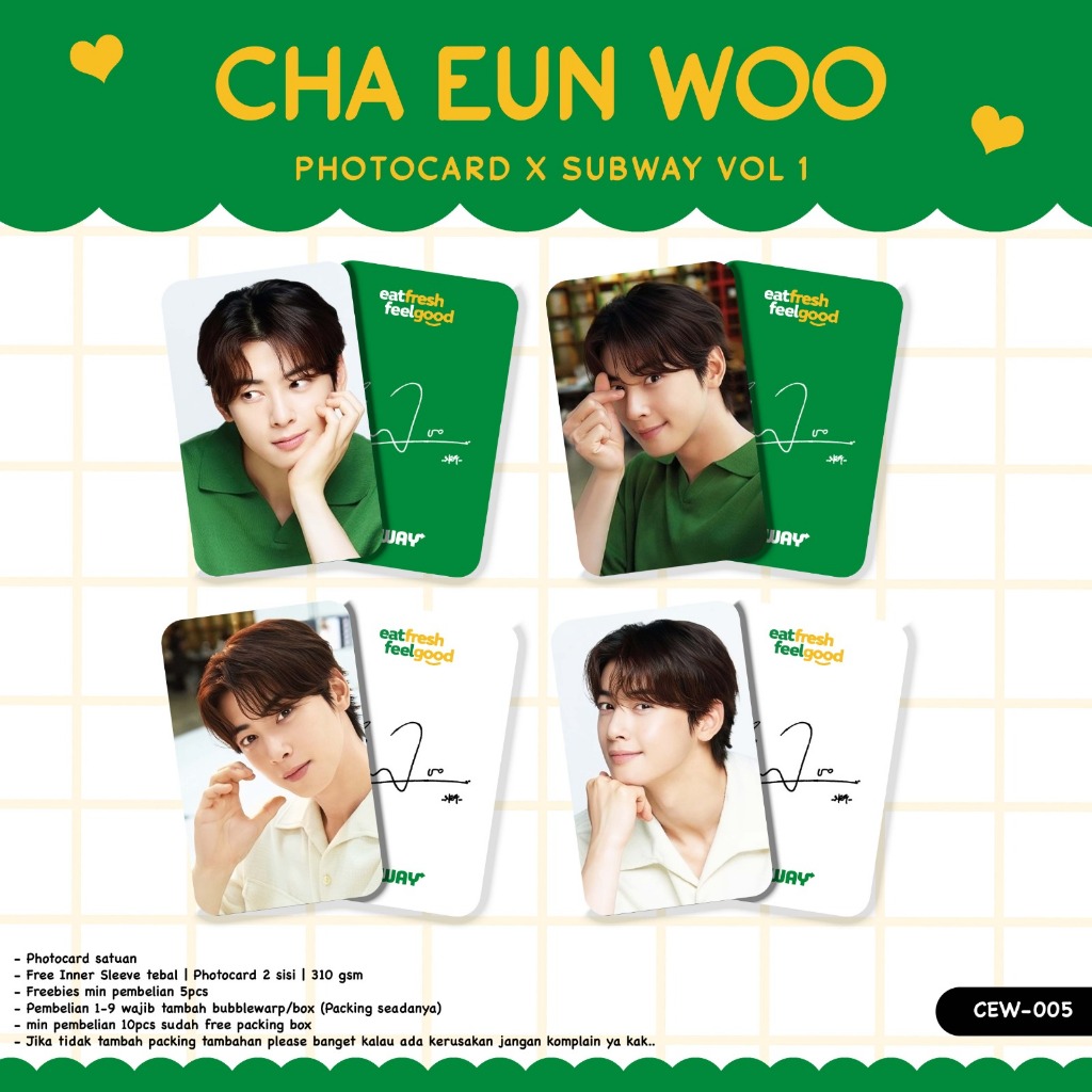 Jual Photocard Cha Eun Woo X Subway Vol Photocard Cha Eun Woo Terbaru