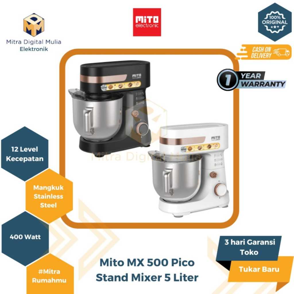 Jual Mito MX 500 Stand Mixer Pengaduk Adonan Kue 5 Liter Hitam Dan