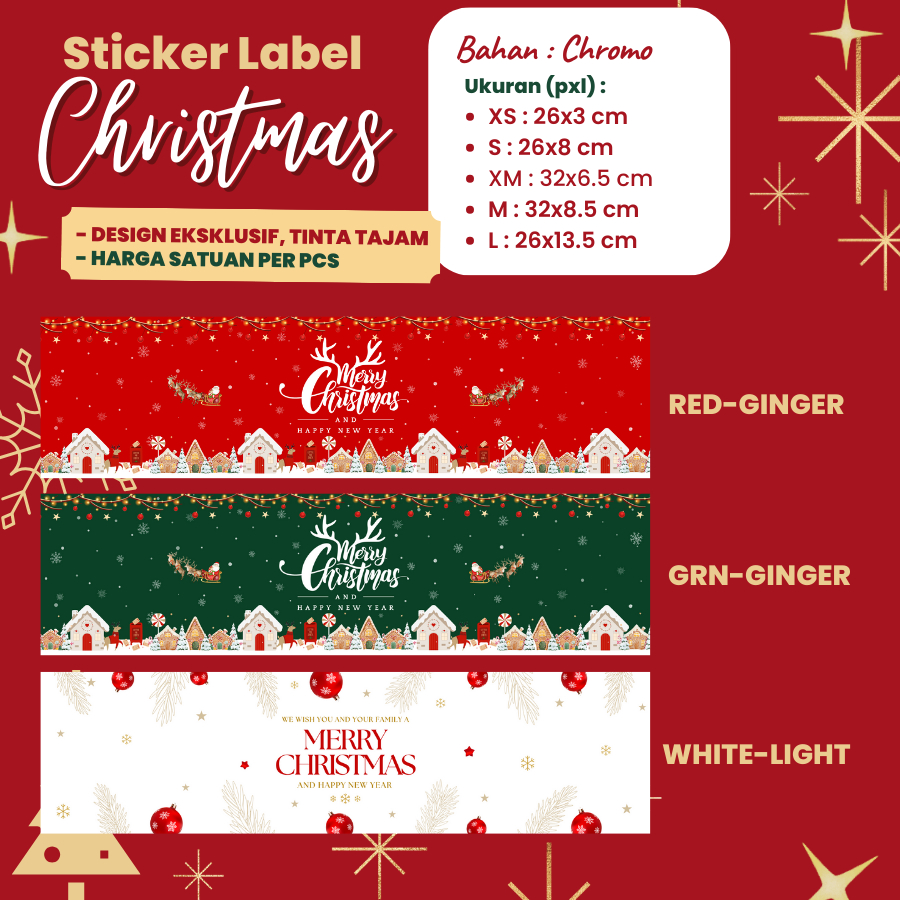 Jual Stiker Natal Panjang Sticker Christmas Label Toples Hampers Merry