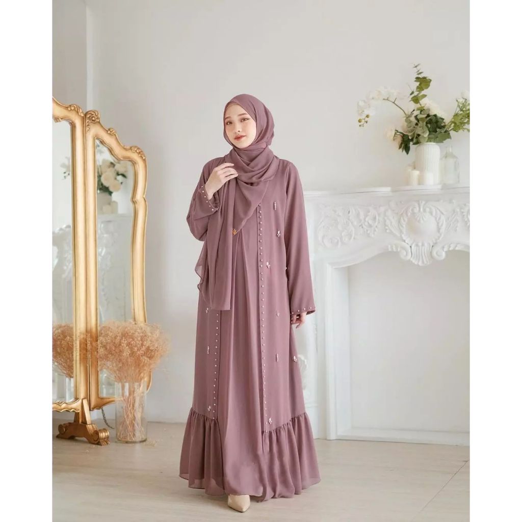 Jual Abaya Syahira Set Bahan Ceruty Babydoll Aplikasi Payet Terbaru