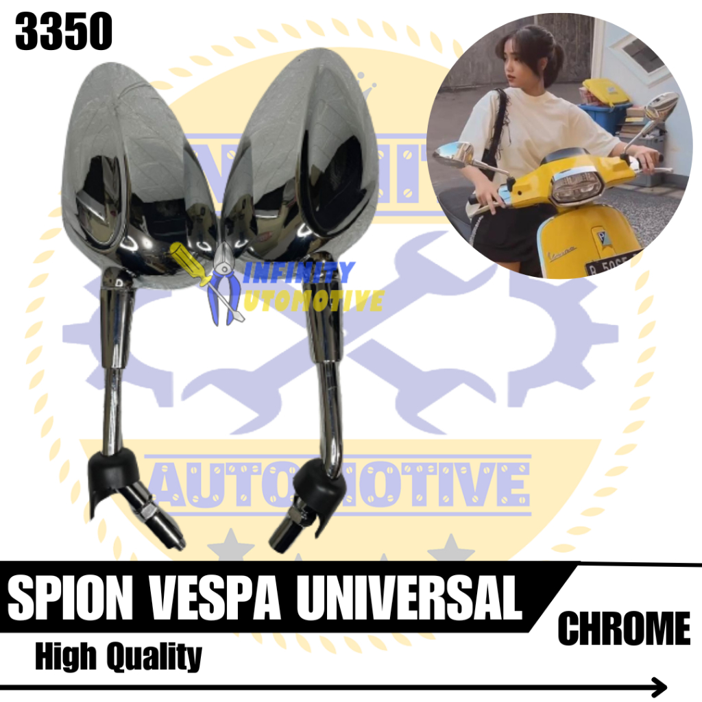 Jual Kaca Spion Retro Model Vespa Black Chrome Universal Motor Honda