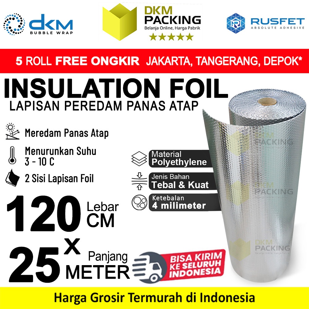 Jual Insulation Alumunium Foil Bubble Peredam Panas Atap Rumah Insulasi