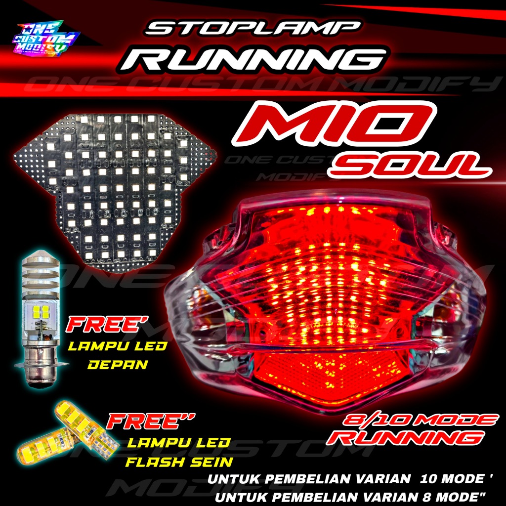 Jual STOPLAMP RUNNING MIO SOUL BONUS LAMPU DEPAN LED AES ORIGINAL FREE