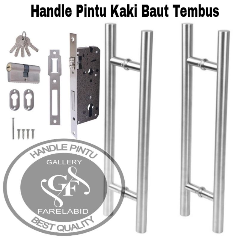 Jual Handle Pintu Rumah Kaki Baut Tembus 60 Cm 45 Cm Set Kunci Gagang