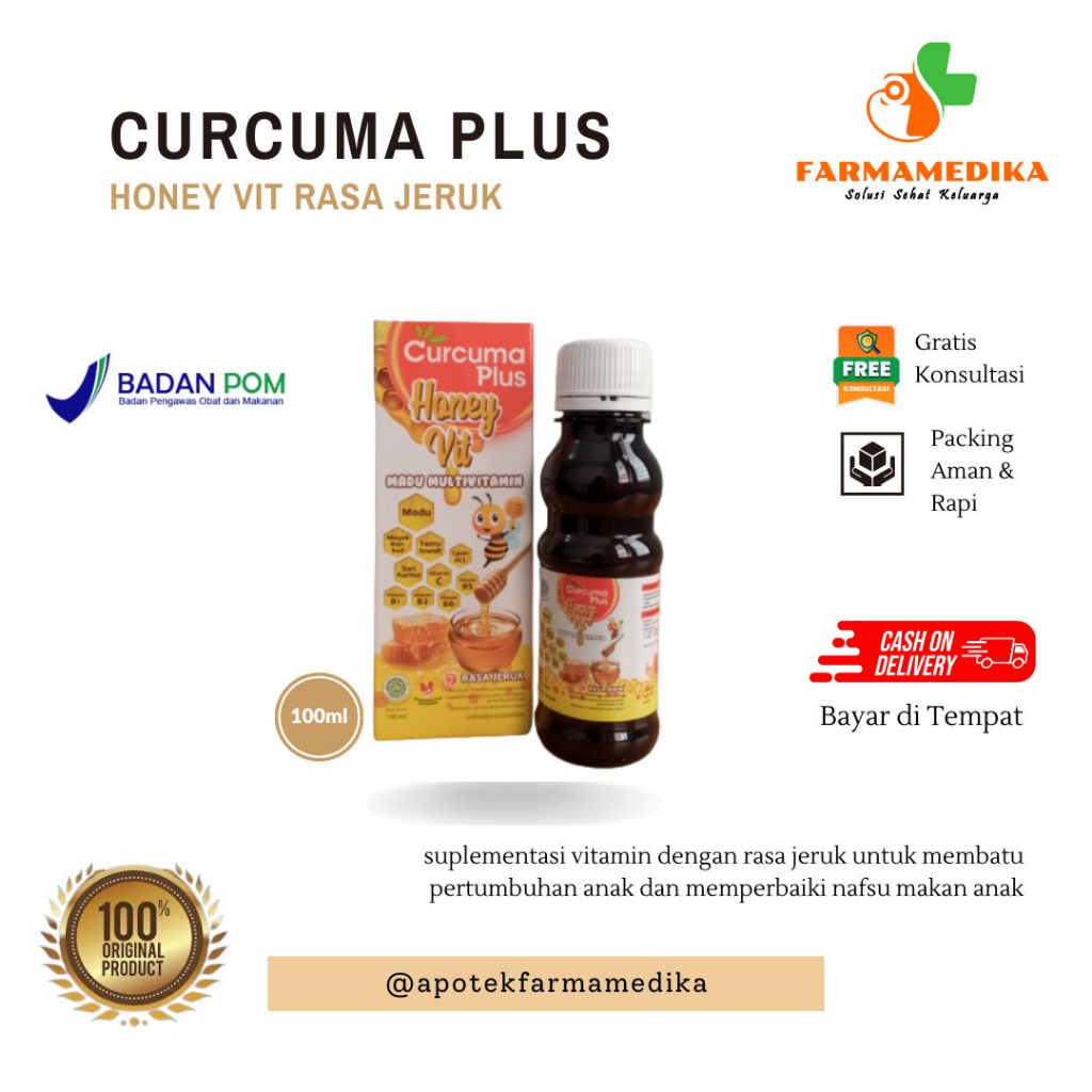 Jual CURCUMA PLUS HONEY VIT RASA JERUK 100ML Shopee Indonesia