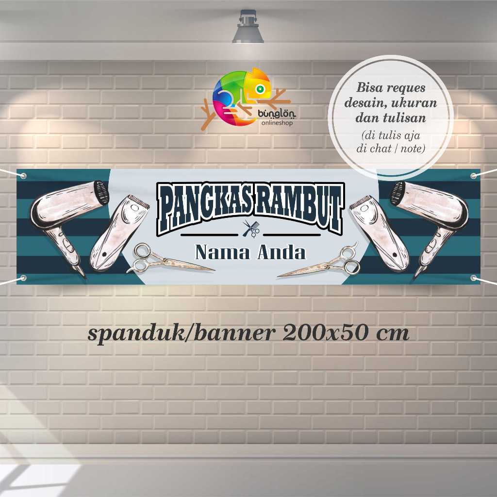 Jual Spanduk Banner Pangkas Rambut Barbershop Simple Keren Model ZC