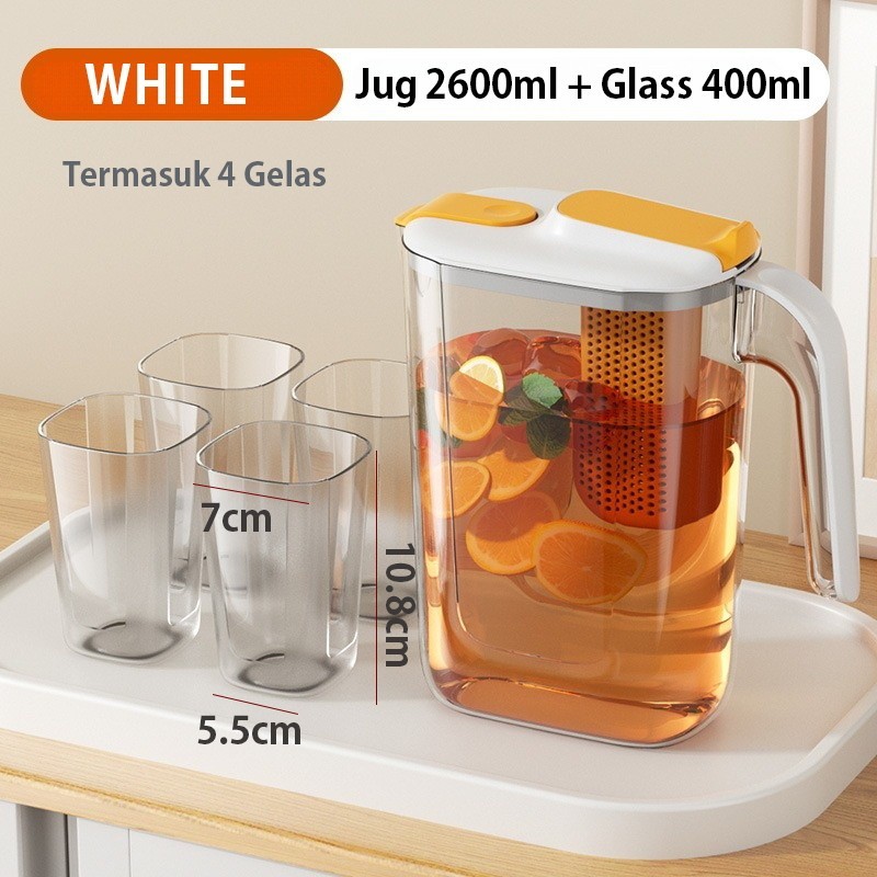 Jual 𝙎𝘼𝘾 OASE Kettle Water Jug Infuser Tempat Air Minum Teko Gelas Set