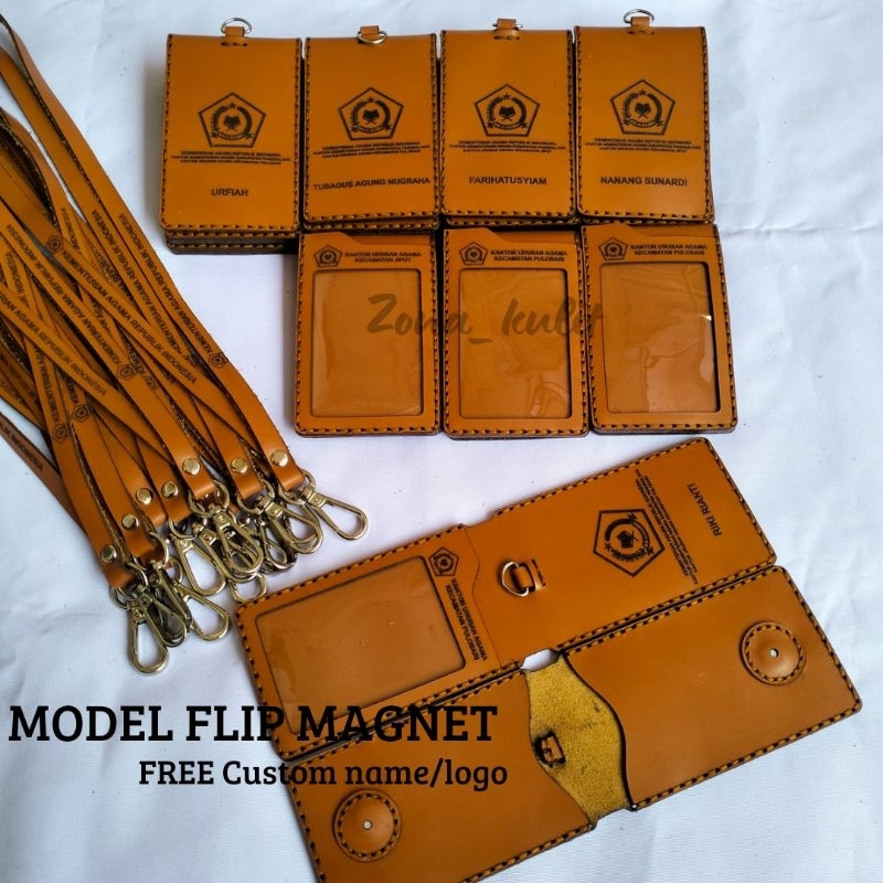 Jual Id Card Holder Kulit Asli Nametag Kulit Nametag Custom Shopee