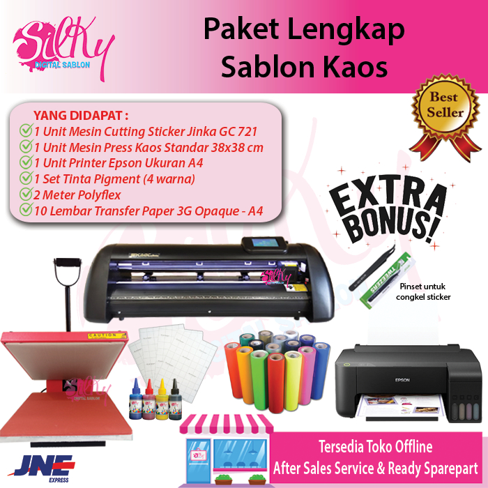 Jual Paket Usaha Sablon Kaos Mesin Press Kaos Mesin Cutting Sticker