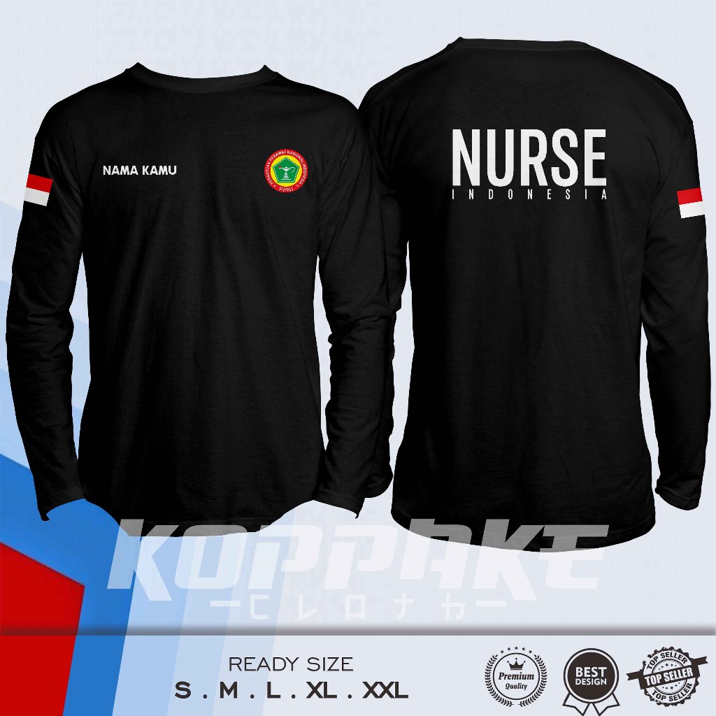 Jual Kaos Nurse Indonesia Ppni Logo Gratis Nama Kamu Lengan Panjang