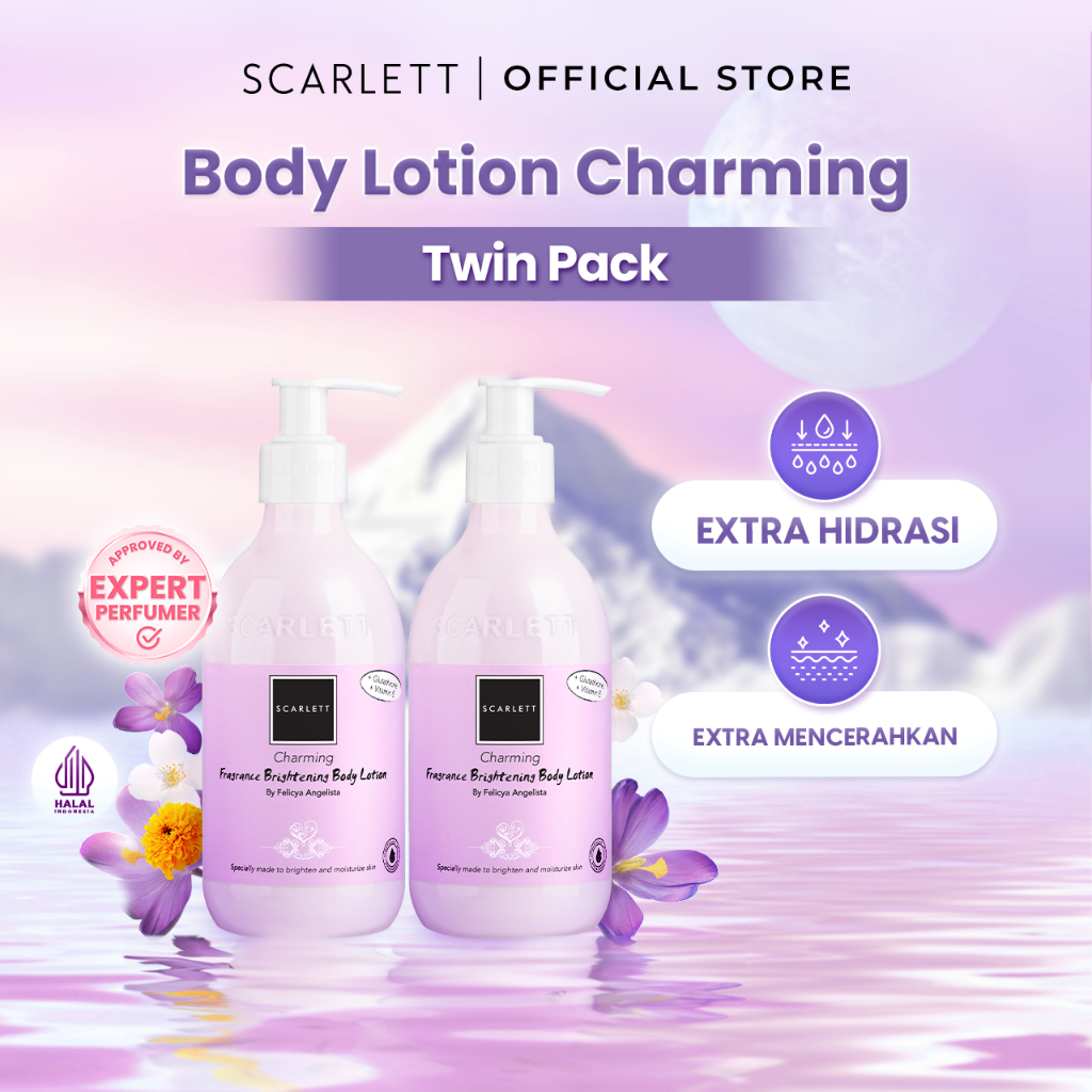 Jual Scarlett Whitening Body Lotion Charming Twin Pack Mencerahkan Dan