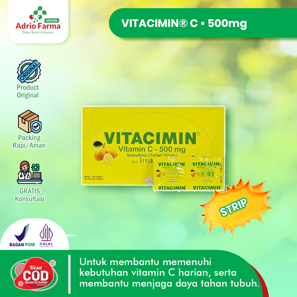 Jual Vitacimin Vitamin C Mg Strip Tablet Hisap Sumber