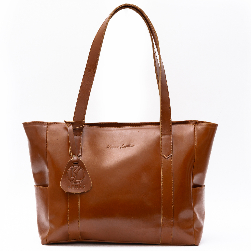 Jual Kenes Leather Tote Bag Wanita Tas Selempang Kulit Asli Aurantie