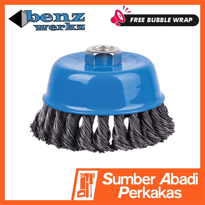 Jual BENZ Sikat Kawat Mangkok 3 Twisted Cup Brush Kepang Gerinda