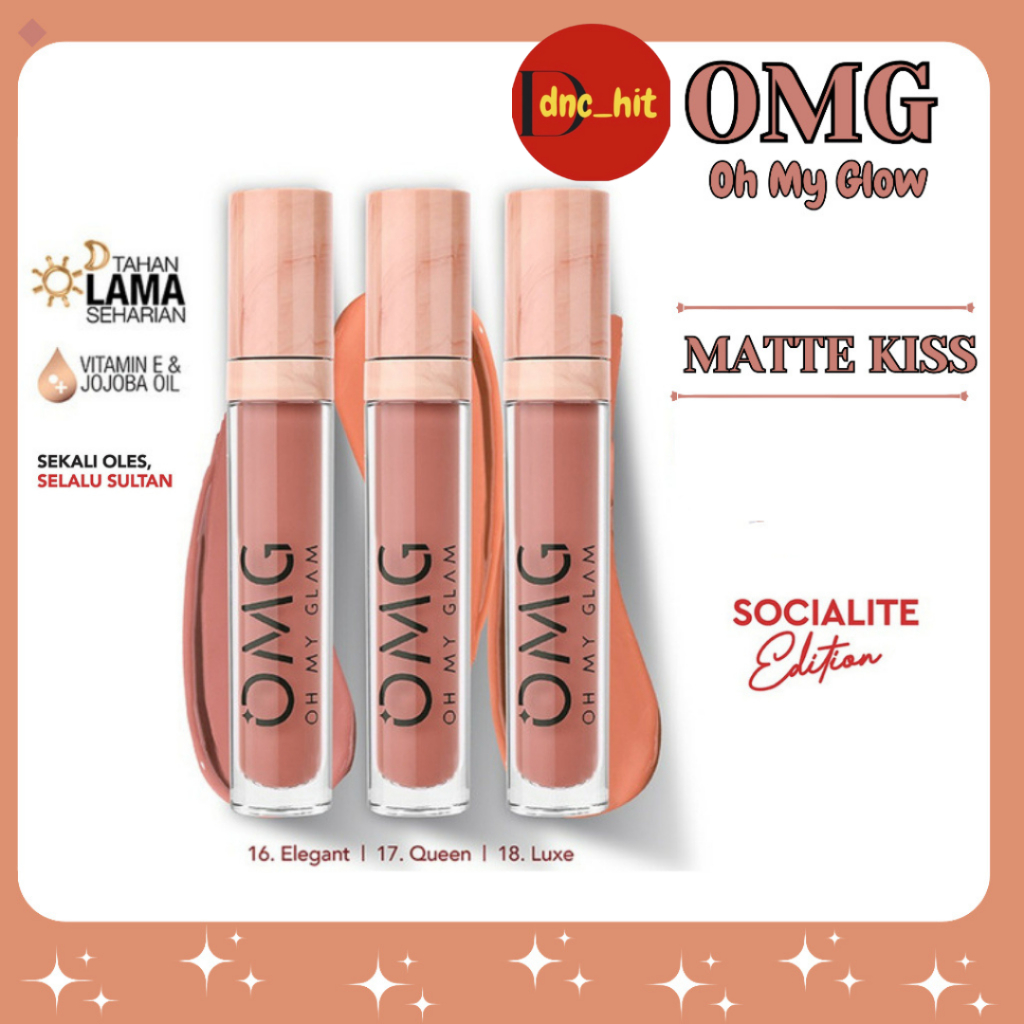 Jual OMG OH MY GLAM Matte Kiss Lip Cream Socialite Edition 3 5g