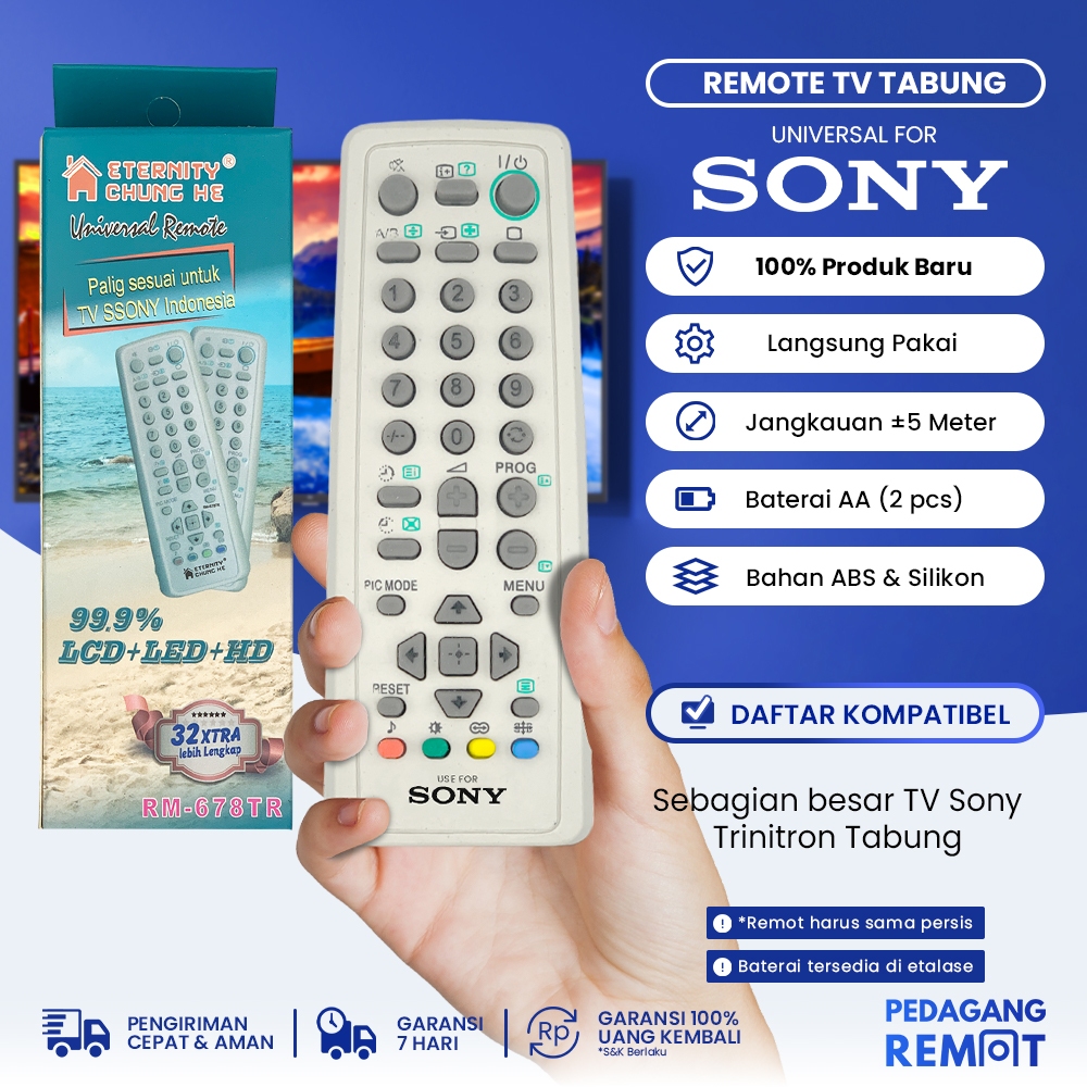 Jual Remot Remote Tv Sony Trinitron Tabung Slim Flat Multi Universal