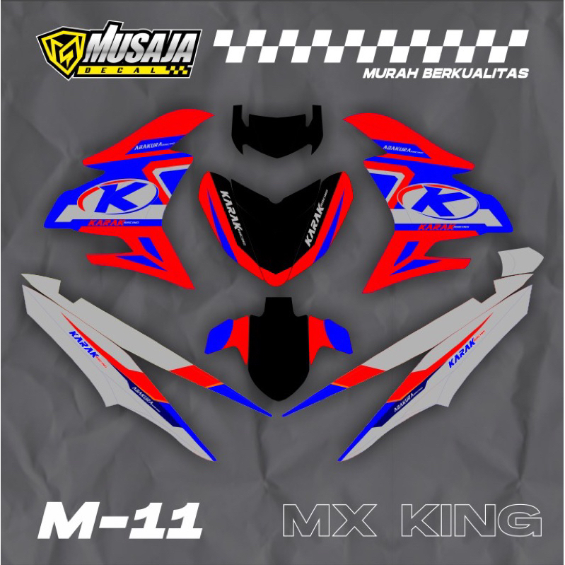 Jual Decal Mx King Full Body Merah Hitam Abu Simple Dekal Mxking