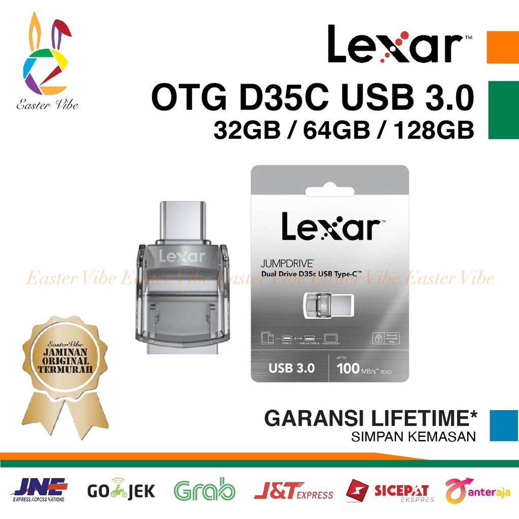 Jual LEXAR D35C OTG TYPE C 32GB 64GB 128GB JUMPDRIVE USB 3 0 ORIGINAL