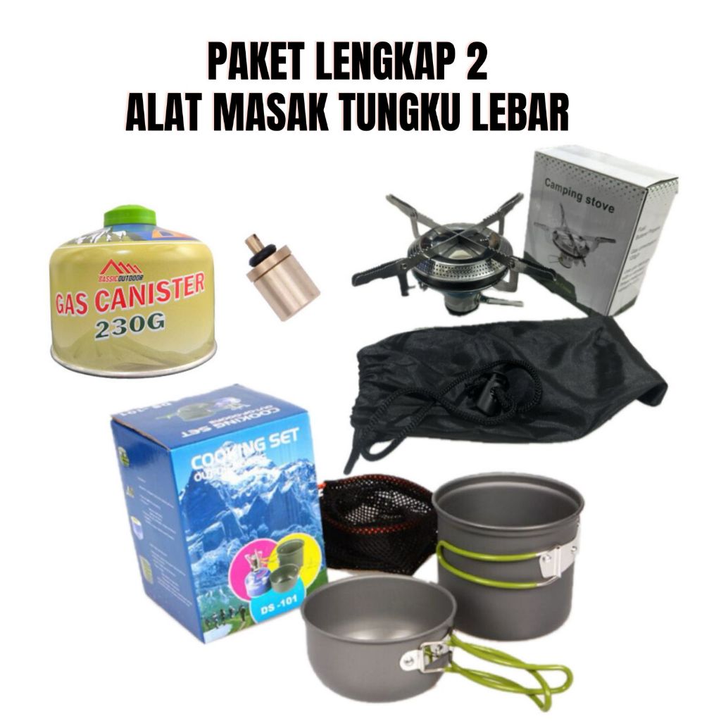 Jual Paket Lengkap Alat Masak Ultralight Kompor Camping Canister Bassic