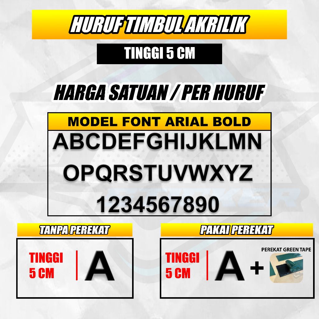 Jual Huruf Timbul Akrilik Tinggi 5 Cm Dekorasi Nomor Rumah